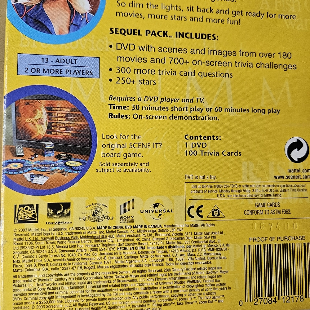 Scene It? The DVD Game Sequel Pack Movie Edition 2003 Trivia DVD Card Game - Picture 3 of 13